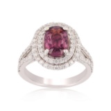 APP: 17.9k *2.56ct UNHEATED Purple-Pink Sapphire and 0.80ctw Diamond Platinum Ring (GIA CERTIFIED) (
