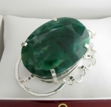 APP: 15.1k Fine Jewelry Designer Sebastian 360.45CT Oval Cut Emerald and Sterling Silver Pendant