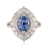 APP: 14.6k *2.27ct UNHEATED Blue Sapphire and 1.59ctw Diamond 14KT White Gold Ring (GIA CERTIFIED) (