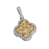 APP: 4k *Fine Jewelry 14KT Two Tone Gold, .35CT Round Brilliant Cut Diamond Drop Pendant (VGN A-64P)