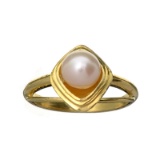 APP: 1k Fine Jewelry 14 KT. Gold, Round Cut Akoya Pearl Ring