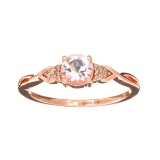 Designer Sebastian 14 KT Rose Gold, Round Cut Morganite and 0.03CT Round Brilliant Cut Diamond Ring