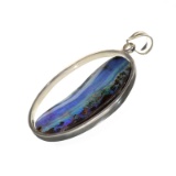 APP: 1k Fine Jewelry 29.22CT Freeform Boulder Opal And Sterling Silver Pendant