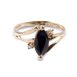 APP: 0.8k 14 kt. Gold, 1.30CT Blue And White Sapphire Ring
