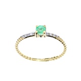 APP: 0.6k Fine Jewelry 14 KT Gold, 0.21CT Round Cut Green Emerald And Diamond Ring