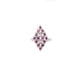 APP: 1.1k Fine Jewelry 0.50CT Round Cut Ruby And Topaz Platinum Over Sterling Silver Ring