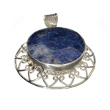 APP: 3.5k Fine Jewelry 128.32CT Round Cut Blue Iolite And Sterling Silver Pendant