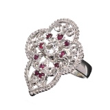 0.80CT Pink & Clear Topaz and Sterling Silver Ring