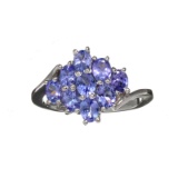 Fine Jewelry 1.80CT Oval Cut Violet Blue Tanzanite And Platinum Over Sterling Silver Ring