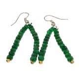 APP: 0.9k 24.00CT Round Cut Bead Emerald And White/Yellow Sterling Silver Earrings