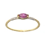 APP: 0.4k Fine Jewelry 14 KT Gold, 0.20CT Red Ruby And Diamond Ring