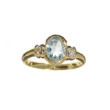 APP: 1.1k Fine Jewelry Designer Sebastian 14 KT Gold, 1.04CT Aquamarine And White Sapphire Ring