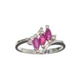 APP: 0.7k Fine Jewelry 0.50CT Marquise Cut Ruby And Platinum Over Sterling Silver Ring