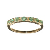 Fine Jewelry, Designer Sebastian 14 KT Gold, 0.59CT Emerald and Round Brilliant Cut Diamond Ring