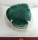 APP: 18.7k Fine Jewelry Designer Sebastian 450.63CT Pear Cut Emerald and Sterling Silver Pendant