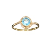 APP: 0.9k Fine Jewelry Designer Sebastian 14 KT Gold, 1.27CT Round Cut Blue Topaz  And Diamond Ring