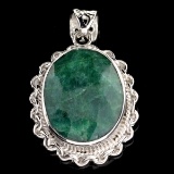 APP: 1.6k 40.41CT Oval Cut Green Beryl and Sterling Silver Pendant