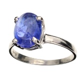 APP: 1k Fine Jewelry Designer Sebastian 3.75CT Oval Cut Cabochon Tanzanite and Sterling Silver Ring