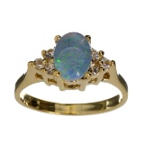 APP: 1k 14 kt. Gold, 0.76CT Opal Triplet And Sapphire Ring