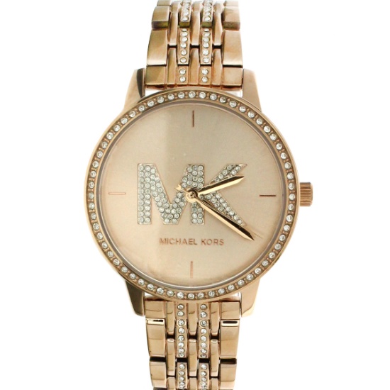 New Michael Kors Style Melissa Rose Gold Stainless Steel Back Ladies Watch