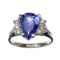 APP: 4.7k 14 kt. White Gold, 1.74CT Pear Cut Tanzanite And 0.23CT Diamond Ring