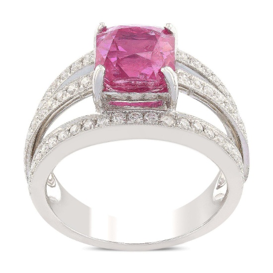 APP: 24.8k *3.67ct UNHEATED Purple-Pink Sapphire and 0.61ctw Diamond 18KT White Gold Ring (GIA CERTI