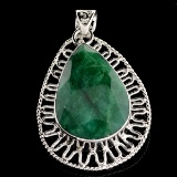 APP: 2.3k 62.26CT Pear Cut Green Beryl and Sterling Silver Pendant