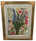 Marc Chagall (After) 'Les Lupins Bleu' Museum Framed & Matted