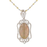 APP: 6.6k *5.01ct Opal and 1.71ctw Diamond 14KT Yellow Gold Pendant/Necklace (Vault_R9_4781)