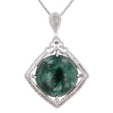 APP: 3.9k *143.30ct Green Beryl and 5.66ctw White Sapphire Silver Pendant/Necklace (Vault_R9_24244)