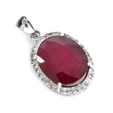 APP: 2.5k 5.18CT Ruby And Topaz Platinum Over Sterling Silver Pendant