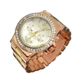 New Women's Montres Carlo, Stainless Steel Back, Water Resistant, Quartz Movement, Metal Band Watch