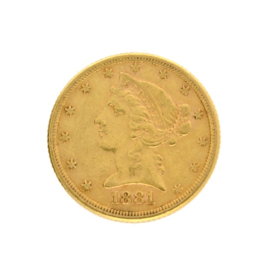 Extremely Rare 1881 $5 U.S. Liberty Head Gold Coin