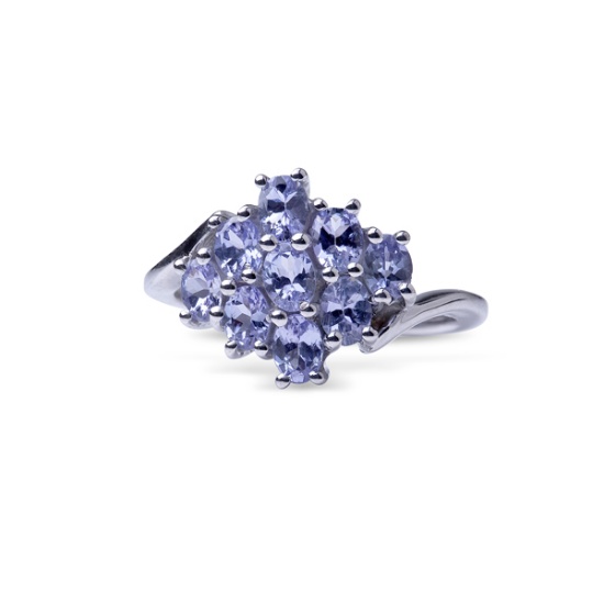 APP: 3k 2.21CT Oval Cut Tanzanite And Platinum Over Sterling Silver Ring