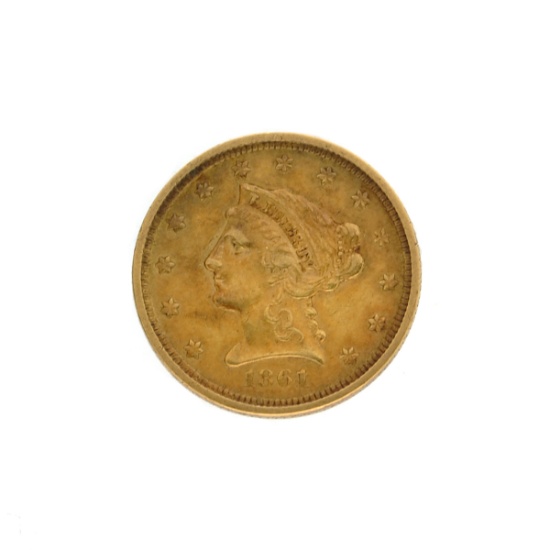 Extremely Rare 1861 $2.50 U.S. Liberty Head Gold Coin