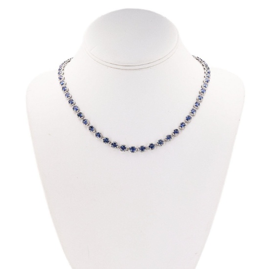 APP: 9.8k *18.20ctw Tanzanite and 0.90ctw Diamond Silver Necklace (Vault_R9_24299)