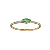 APP: 0.4k Fine Jewelry 14 KT Gold, 0.12CT Green Emerald And Diamond Ring