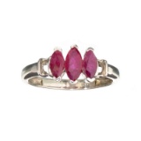 APP: 0.8k Fine Jewelry 1.00CT Marquise Cut Ruby And Platinum Over Sterling Silver Ring
