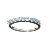APP: 0.5k Fine Jewelry 0.90CT Round Cut Light Blue Topaz And Platinum Over Sterling Silver Ring
