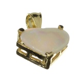 APP: 1.7k 14 kt. Gold, 1.18CT Heart Cut Cabochon Crystal Opal Pendant