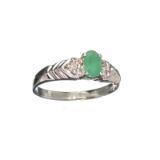 APP: 0.3k Fine Jewelry 0.42CT Oval Cut Green Emerald And White Sapphire Sterling Silver Ring