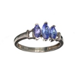 APP: 1.7k Fine Jewelry 1.10CT Marquise Cut Tanzanite And Platinum Over Sterling Silver Ring