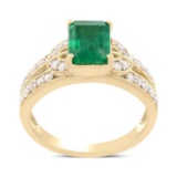 APP: 4.8k *1.43ct Emerald and 0.38ctw Diamond 18K Yellow Gold Ring (Vault_R9_22683)