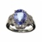 APP: 7.1k 14 kt. White Gold, 2.75CT Oval Cut Tanzanite And 0.26CT Diamond Ring