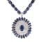 APP: 24.4k *39.97ctw Blue Sapphire and 1.84ctw Diamond 14KT White Gold Necklace (Vault_R9_4909)