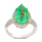 APP: 13.1k *4.83ct Emerald and 0.54ctw Diamond 18KT White Gold Ring (Vault_R9_5304)