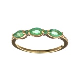 APP: 1k Fine Jewelry, Designer Sebastian 14 KT Gold, 0.46CT Emerald and 0.02CT Diamond Ring