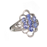 APP: 1.6k Fine Jewelry 0.74CT Tanzanite And Diamond Platinum Over Sterling Silver Ring