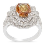 APP: 15.3k *2.63ct UNHEATED Orange Sapphire and 1.17ctw Diamond 18KT White Gold Ring (Vault_R9_4947)