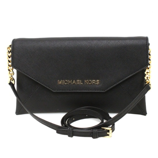 Gorgeous Brand New Never Used Black Michael Kors Medium Envelope Clutch Bag Tag Price $328